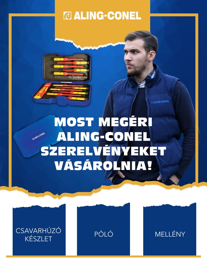 Aling-Conel akció 2025 - póló, mellény, csavarhúzókészlet flyer - Vilszershop.hu