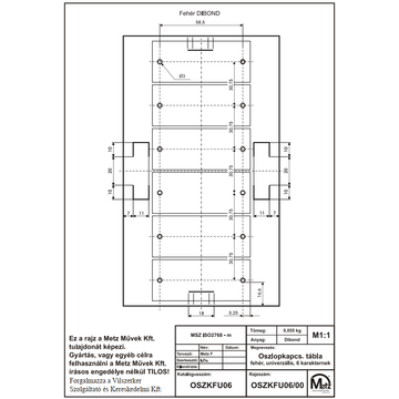 METZ OSZKFU06 Sorszámtábla alap dibond univerzális oszlopkapcsolóhoz 220x120mm (1300110150) (OSZKFU06)
