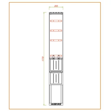 CSATÁRI PLAST PVT-K-L 26 FE Földkábel elosztó szekrény, 1xNH2+T, 260x1770/250 mm (CSP 74000006)