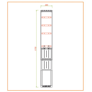 CSATÁRI PLAST PVT-K-L 26 FE Földkábel elosztó szekrény, 2xNH2, 260x1770/250 mm (CSP 74000007)