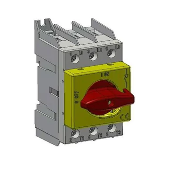TECHNOELECTRIC SD2 3x80A Moduláris terheléskapcsoló, 3x80A, 0-1 állás, közvetlen vészhelyzeti kar (piros/sárga) (19216)