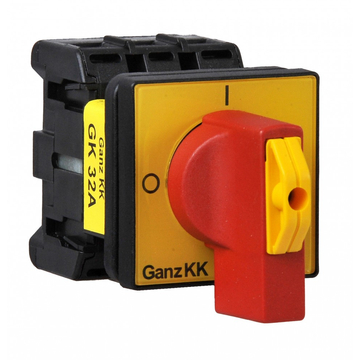 GANZ GK32A T203/04 E vészleállító kapcsoló / nyitott / mellső felerősítés / 3p / 32A (610-0322-306)