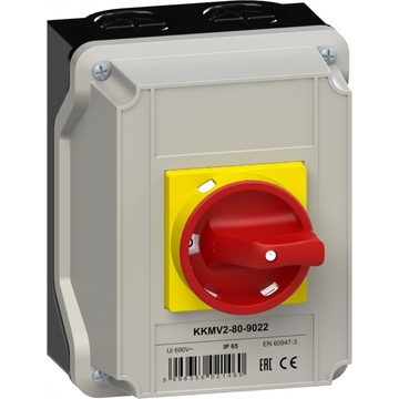 GANZ KKMV2-80-9022 vészleállító kapcsoló / tokozott / 3P / 80A / 90° (902-9022-865)