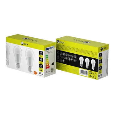 GTV LED fényforrás G-TECH, E27, 10W, 940lm, 87mA, 220-240V/AC, 4000K, 3db/ csomag (GTV-GT-A60NW10W-3)