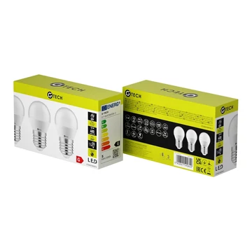 GTV LED fényforrás G-TECH, E27, B45, Kisgömb, 5W, 400lm, 54mA, 220-240V/AC, 4000K, 3db/ csomag (GTV-GT-B45CNW5W-3)