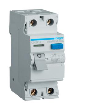 HAGER FI-relé 2P, 40A, 30mA, AC (CD241J)