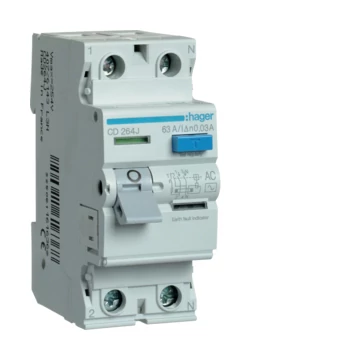HAGER FI-relé 2P, 63A, 30mA, AC (CD264J)