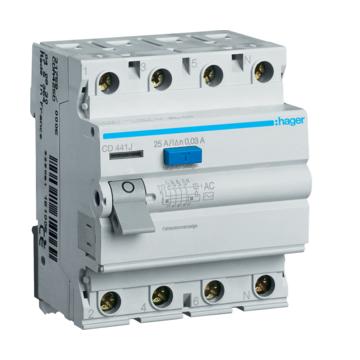 HAGER FI-relé 4P, 40A, 30mA, AC (CD441J)