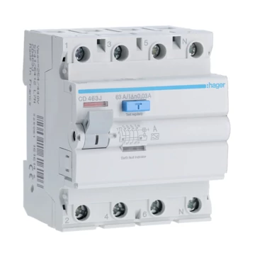 HAGER FI-relé 4P, 63A, 30mA, A (CD463J)