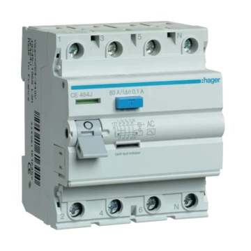 HAGER Fi-relé, 4P, 63A, 100mA, AC (CE464J)