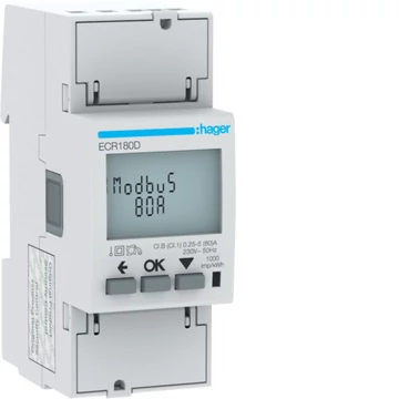 HAGER Fogyasztásmérő, direkt 80A 2modul MODBUS MID (ECR180D)