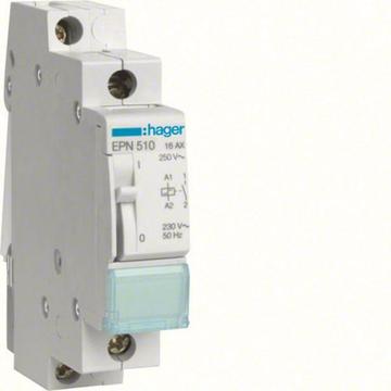 HAGER Impulzusrelé, 1Z, 16A, 230V AC / 110V DC (Kifutó típus) (EPE510)