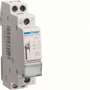 HAGER Impulzusrelé 1NO+1NC 16A 24VAC/12VDC (EPN518)
