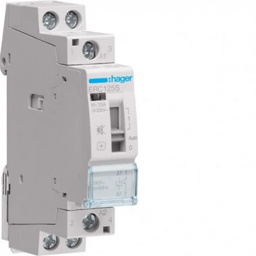 HAGER Csendes mágneskapcsoló, 1Z, 25A, 230V AC, I-0-II, moduláris (ERC125S)