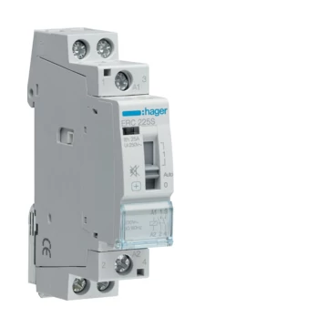HAGER Csendes mágneskapcsoló, 2Z, 25A, 230V AC, I-0-II, moduláris (ERC225S)