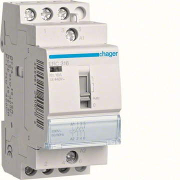 HAGER Mágneskapcsoló, 3Z, 16A, 230V AC, I-0-II, moduláris (ERC316)