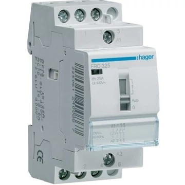 HAGER Mágneskapcsoló, 3Z, 25A, 230V AC, I-0-II, moduláris (ERC325)