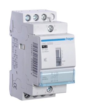 HAGER Csendes mágneskapcsoló, 3Z, 25A, 230V AC, I-0-II, moduláris (ERC325S)