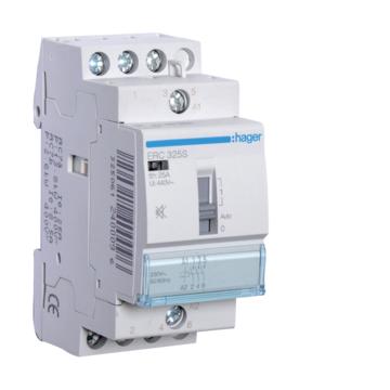 HAGER Csendes mágneskapcsoló, 3Z, 25A, 230V AC, I-0-II, moduláris (ERC325S)
