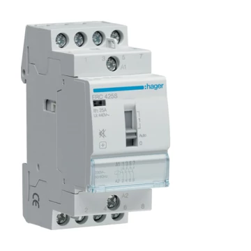 HAGER Csendes mágneskapcsoló, 4Z, 25A, 230V AC, I-0-II, moduláris (ERC425S)
