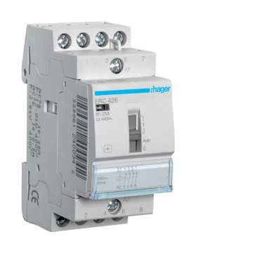 HAGER Mágneskapcsoló, 4NY, 25A, 230V AC, I-0-II, moduláris (ERC426)