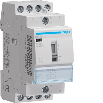 HAGER Mágneskapcsoló, 2Z+2Ny, 25A, 230V AC, I-0-II, moduláris (ERC427)