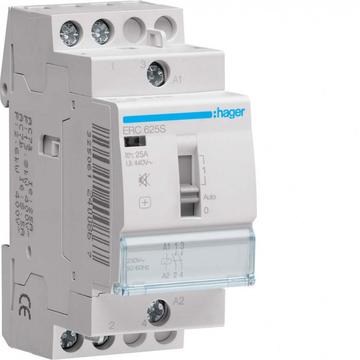 HAGER Csendes mágneskapcsoló, 2Z, 25A, 230V AC, I-0-II, moduláris, növelt kapcs.telj. (ERC625S)