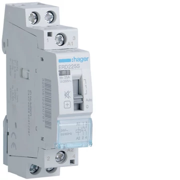 HAGER Csendes mágneskapcsoló, 2Z, 25A, 24V AC, I-0-II, moduláris (ERD225S)