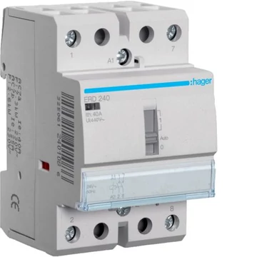 HAGER Mágneskapcsoló, 2Z, 40A, 24V AC, I-0-II, moduláris (ERD240)