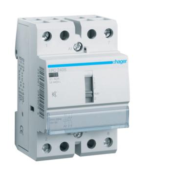 HAGER Csendes mágneskapcsoló, 2Z, 40A, 24V AC/DC, I-0-II, moduláris (ERD240S)