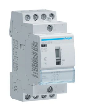 HAGER Csendes mágneskapcsoló, 4Z, 25A, 24V AC, I-0-II, moduláris (ERD425S)