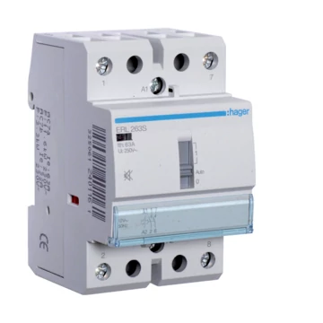 HAGER Csendes mágneskapcsoló, 2Z, 63A, 12V AC/DC, I-0-II, moduláris (ERL263S)