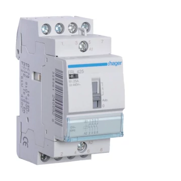 HAGER Mágneskapcsoló, 4Z, 25A, 12V AC, I-0-II, moduláris (ERL425)