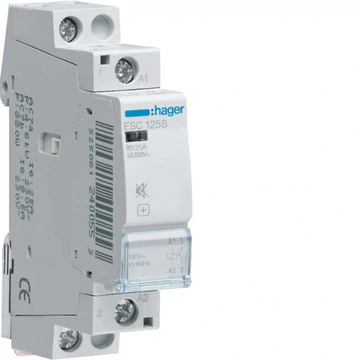 HAGER Csendes mágneskapcsoló, 1Z, 25A, 230V AC, moduláris (ESC125S)