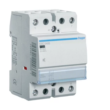 HAGER Csendes mágneskapcsoló, 2Z, 40A, 230V AC, moduláris (ESC240S)