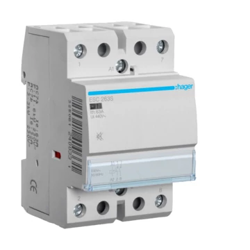 HAGER Csendes mágneskapcsoló, 2Z, 63A, 230V AC, moduláris (ESC263S)