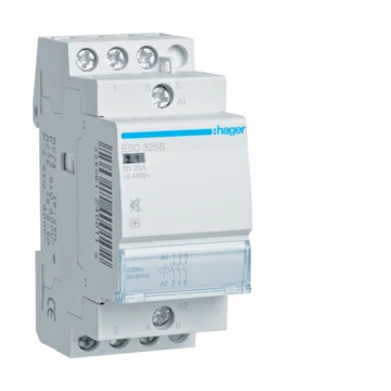 HAGER Csendes mágneskapcsoló, 3Z, 25A, 230V AC, moduláris (ESC325S)