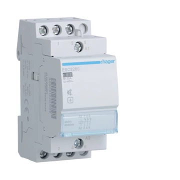 HAGER Csendes mágneskapcsoló, 3NY, 25A, 230V AC, moduláris (ESC326S)