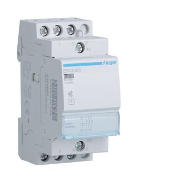 HAGER Csendes mágneskapcsoló, 3NY, 25A, 230V AC, moduláris (ESC326S)