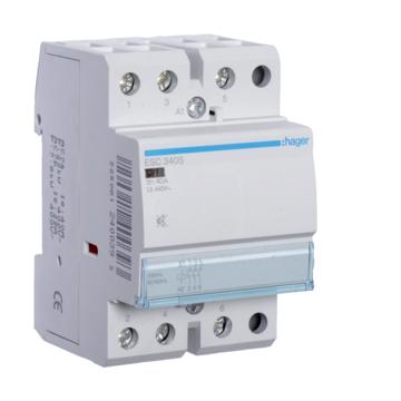 HAGER Csendes mágneskapcsoló, 3Z, 40A, 230V AC, moduláris (ESC340S)