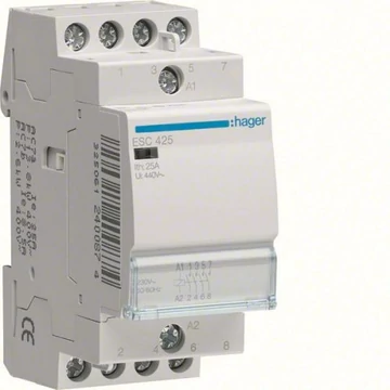 HAGER Mágneskapcsoló, 4Z, 25A, 230V AC, moduláris (ESC425)