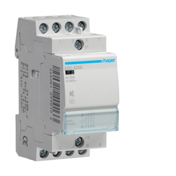 HAGER Csendes mágneskapcsoló, 4Z, 25A, 230V AC, moduláris (ESC425S)