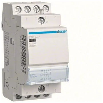 HAGER Mágneskapcsoló, 2Z+2NY, 25A, 230V AC, moduláris (ESC427)