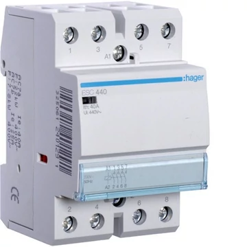 HAGER Mágneskapcsoló, 4Z, 40A, 230V AC, moduláris (ESC440)