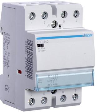 HAGER Mágneskapcsoló, 4Z, 40A, 230V AC, moduláris (ESC440)
