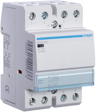 HAGER Mágneskapcsoló, 4NY, 40A, 230V AC, moduláris (ESC441)