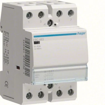 HAGER Mágneskapcsoló, 4Z, 63A, 230V AC, moduláris (ESC463)