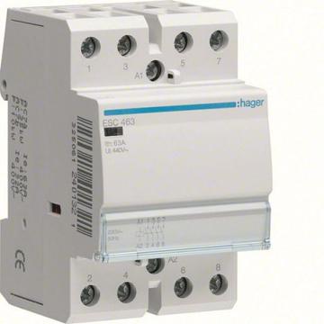 HAGER Mágneskapcsoló, 4Z, 63A, 230V AC, moduláris (ESC463)
