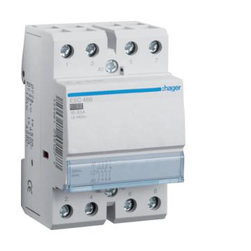 HAGER Mágneskapcsoló, 3Z+1NY, 63A, 230V AC, moduláris (ESC466)