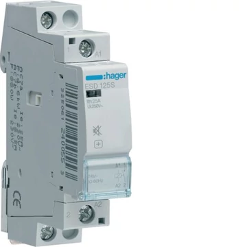 HAGER Csendes mágneskapcsoló, 1Z, 25A, 24V AC, moduláris (ESD125S)